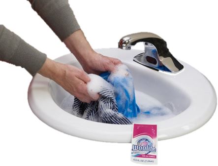 Hand washing with Woolite soap